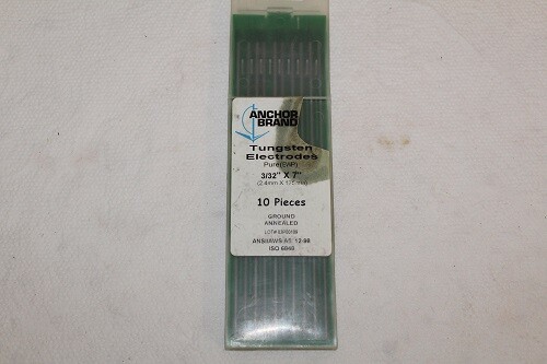 Anchor Brand Tungsten Electrodes 3/32 inch x 7 inches NEW 10 Pieces Pure EWP