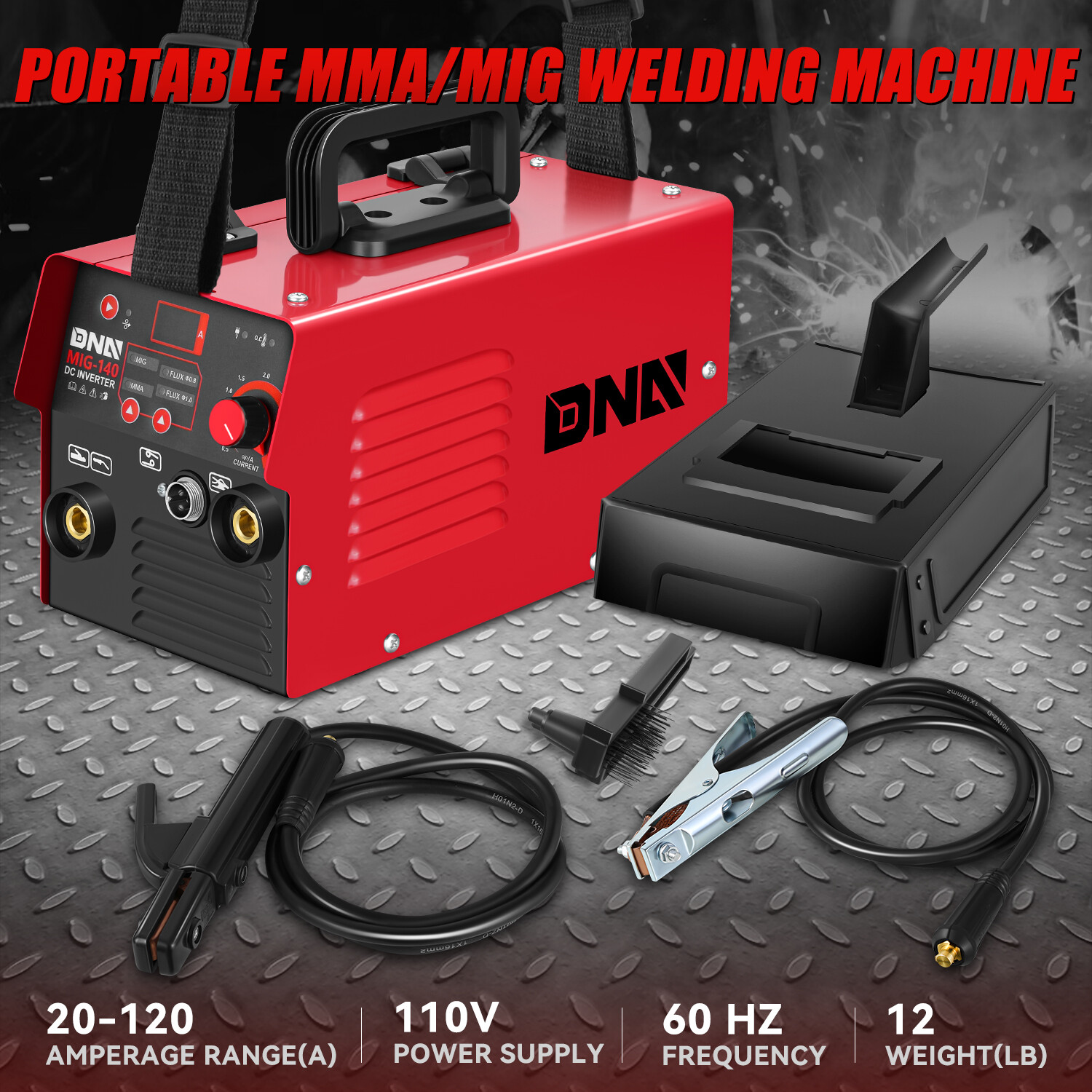 [2-in-1]Red MMA/Flux MIG Welding Machine 110V 120A Stick Welder IGBT Inverter