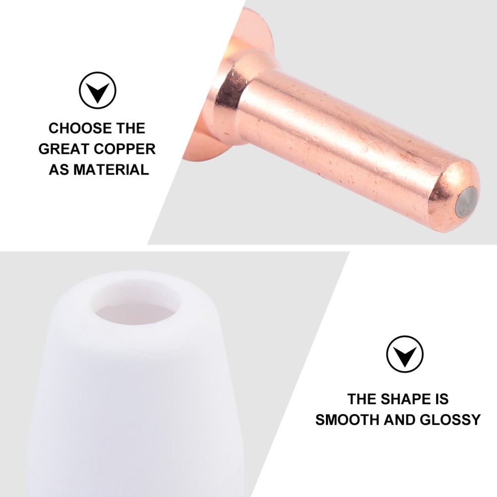 40Pcs Plasma Cutting Consumables Electrode Nozzle Shield Protective Cover
