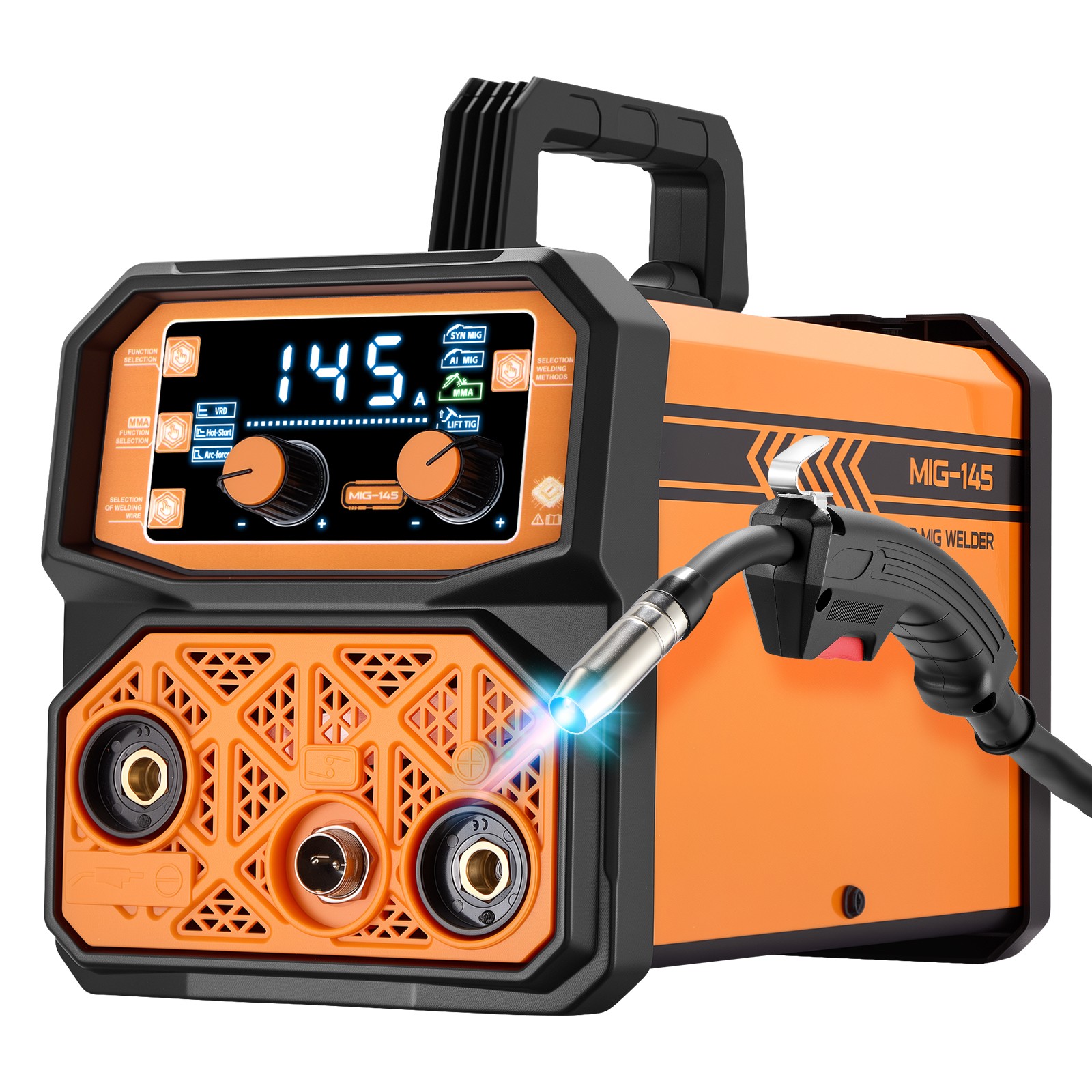 Portable 145A MIG Welder 110V 3 Functions Flux Core Stick Lift TIG for Home