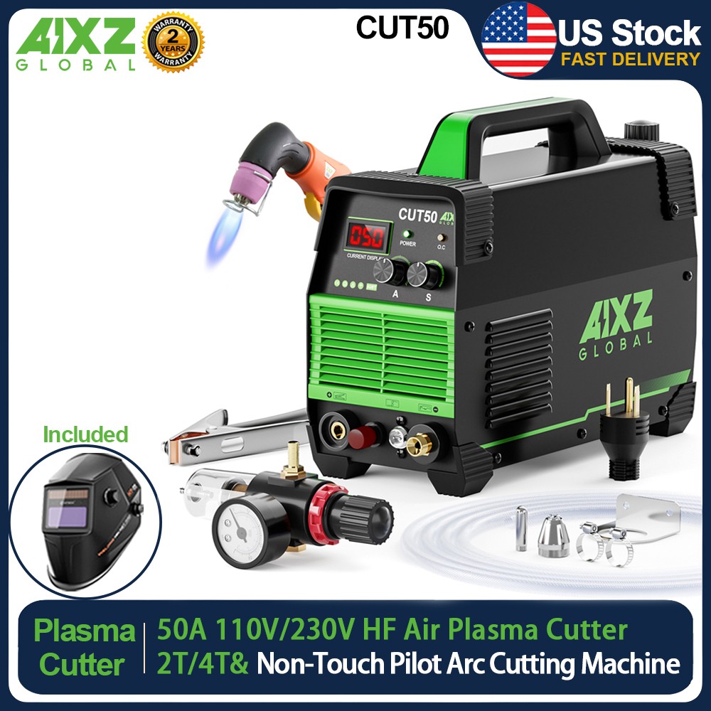 Plasma Cutting Machine HF 50Amp Non-Touch Pilot Arc Plasma Cutter 8-15CM &Helmet