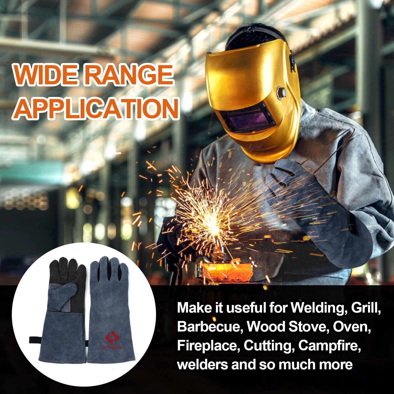 HITBOX 4in1 Gas/Flux Cored MIG Welder 200A Inverter LED TIG MMA Welding Set DIY