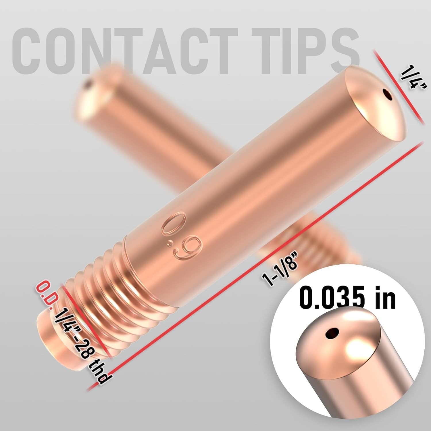 25-Pack 0.035″ MIG Welding Tips – Copper for Miller & Hobart Torches