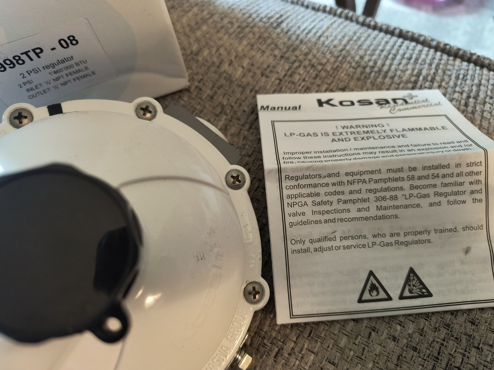 KOSAN 998TP-08 1/2″ NPT x 1/2″ NPT 2 PSI 1.46M BTU PROPANE REGULATOR NEW Cavagna