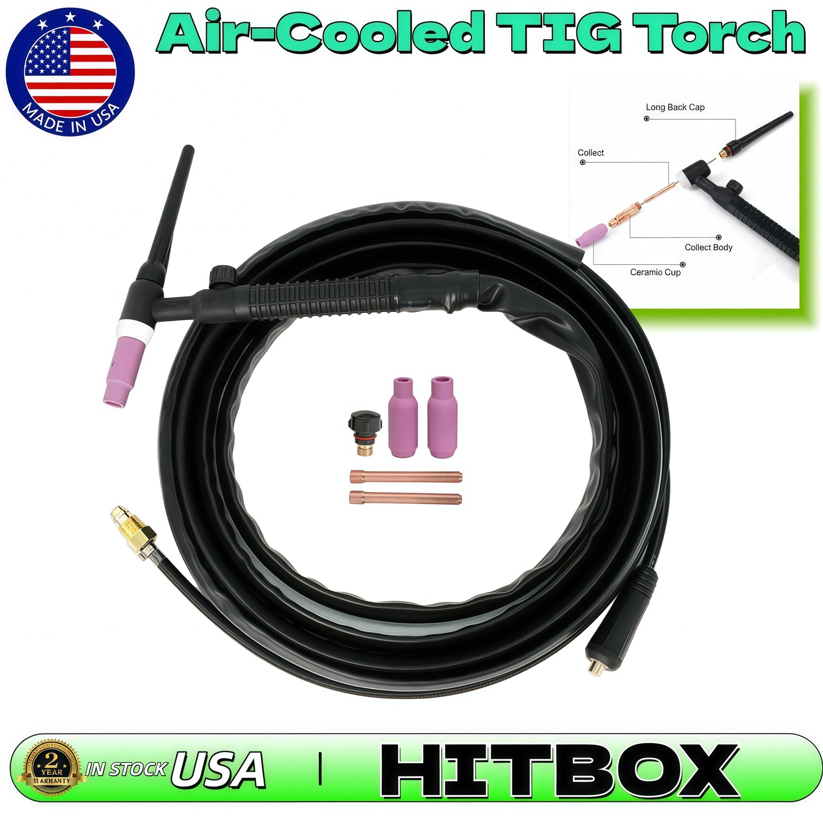 Portable WP17V Lift TIG Welding Torch 13FT 140A Welder Gun 10-25mm Connector