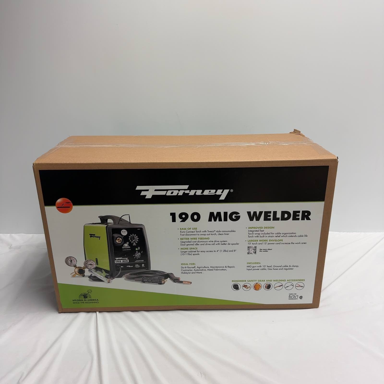 Forney 00318 190 MIG Welder 230V Flux-Core Gas Ready 190A 3/8 In Capacity