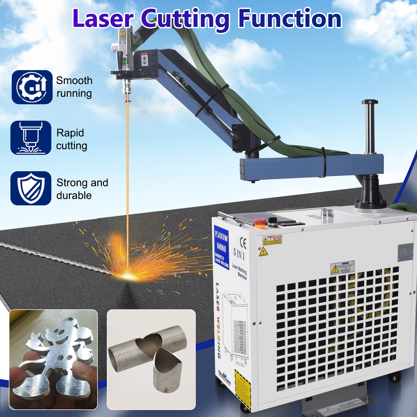 1500W BWT 5IN1 Battery Welder Fiber Laser Welding Cutting Cleaning Machine