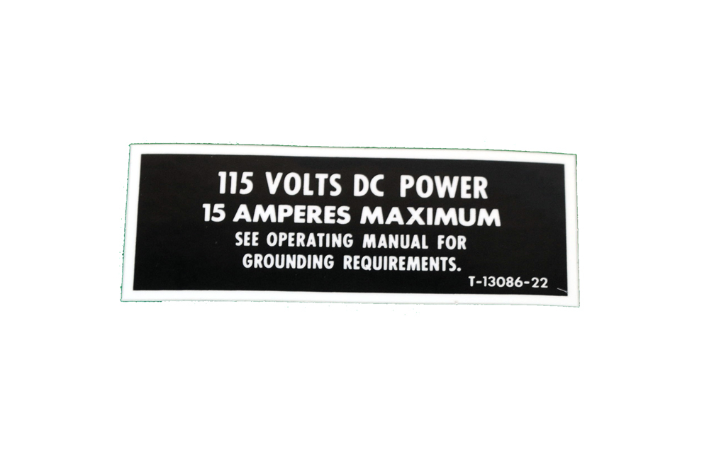 Lincoln OEM Receptacle Decal Sticker code above 7700 (T13086-22)