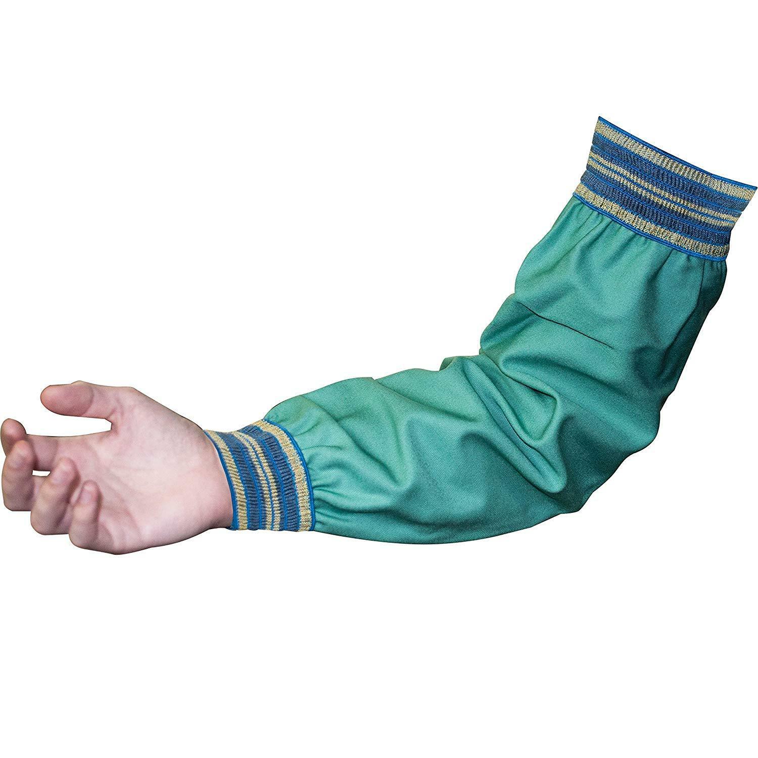 18″ Green FR Cotton Welding Sleeves with Elastic Ends