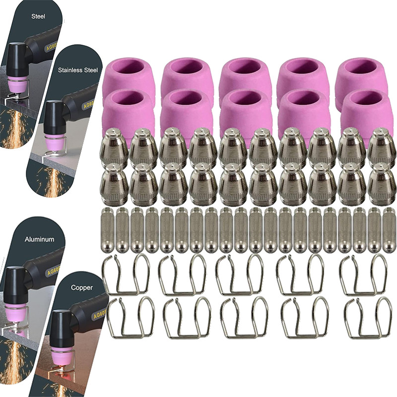 60 pcs Plasma Cutter Torch Consumables Kit for SG-55, AG-60, WSD-60 CUT50
