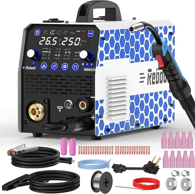 Reboot 250A 8-in-1 MIG/TIG/Stick 120/240V RBM2500 PRO+10P MB15 Nozzles