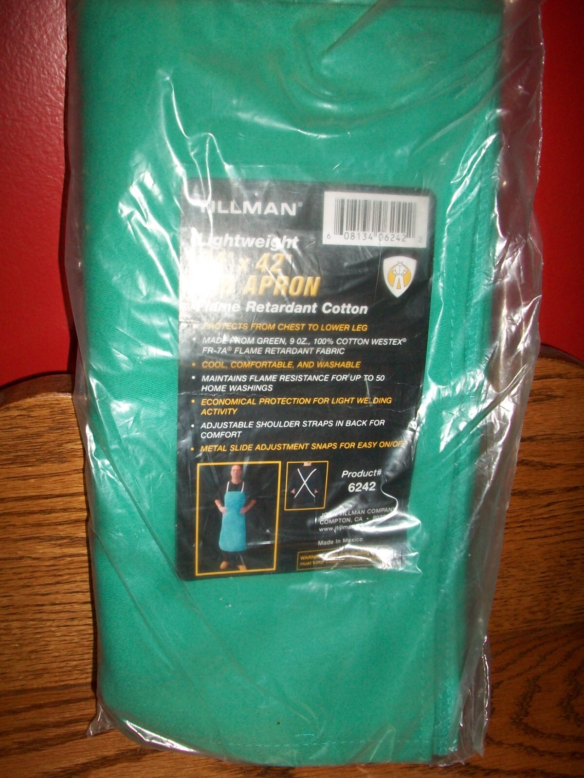 Tillman 6242 24″X42″ 9 oz. Green Flame Resistant Cotton Bib Apron-NIP-Ships FREE