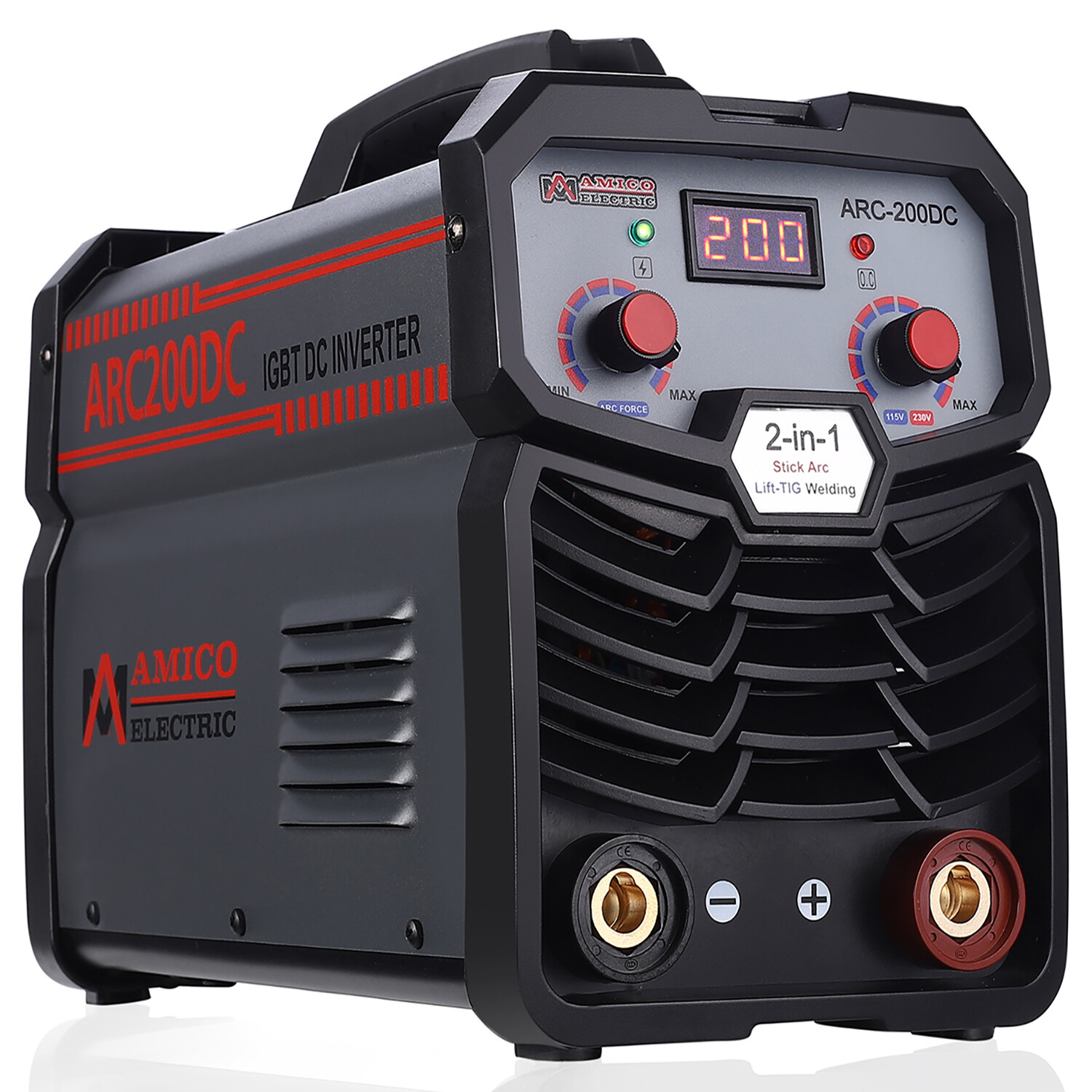ARC-200DC, 200 Amp Stick Lift-TIG DC Inverter Welder, 100-250V & 80% Duty Cycle