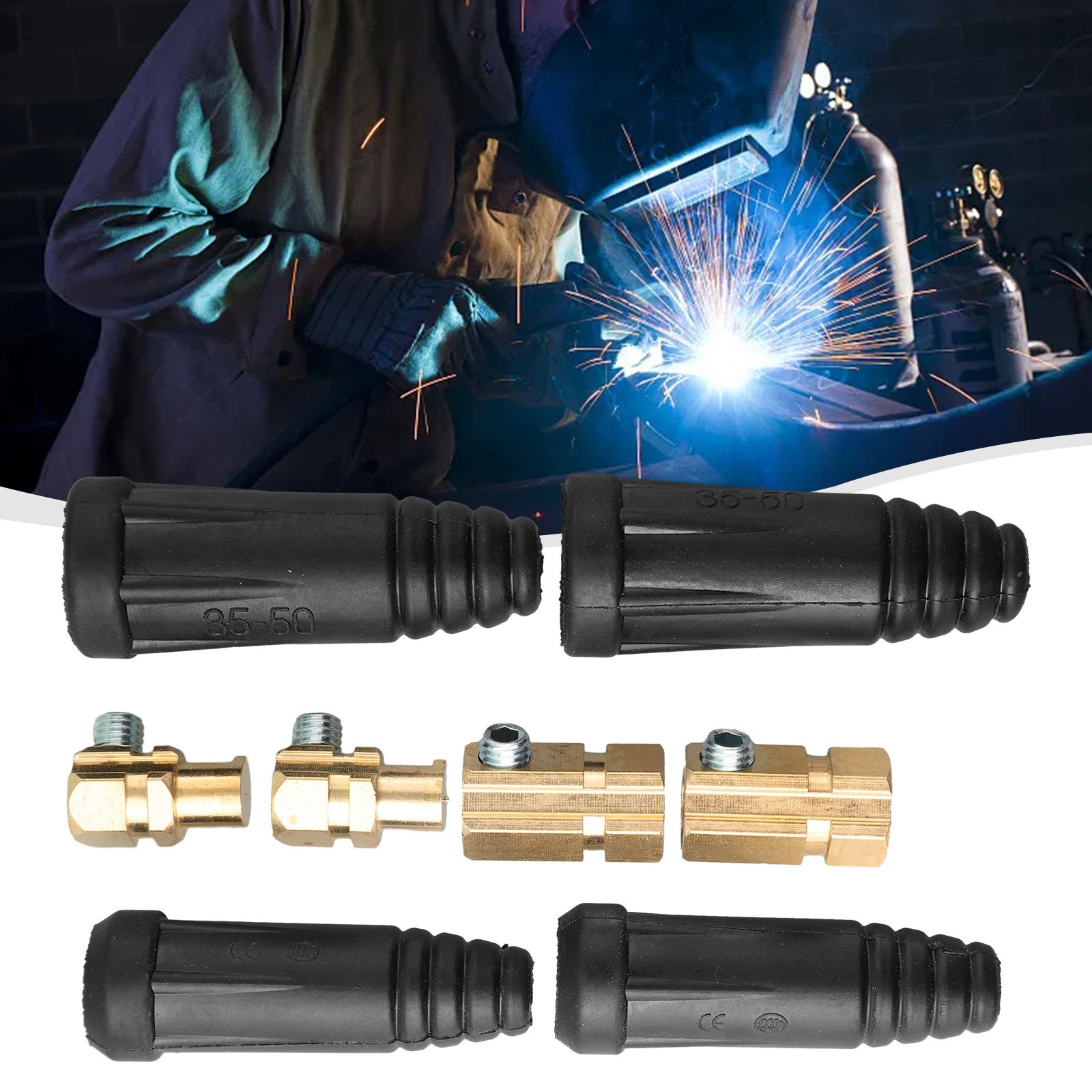 Reliable Welding Cable Quick Connector Pair for AWG Wires #4 #1 35 50 sq mm