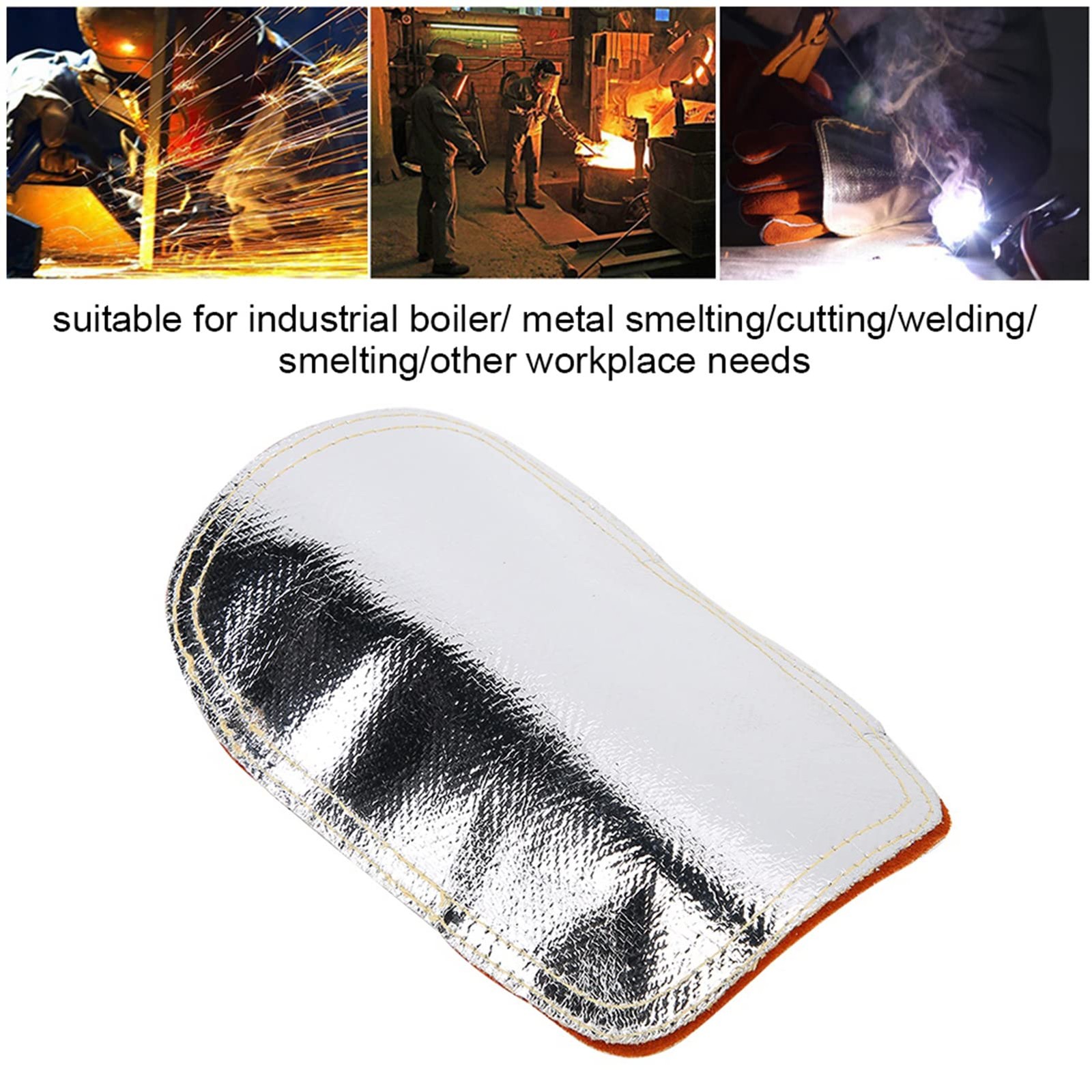 Welding Heat Shield Hands Split Cowhide Leather Hand Pad Aluminized Back 8.3in