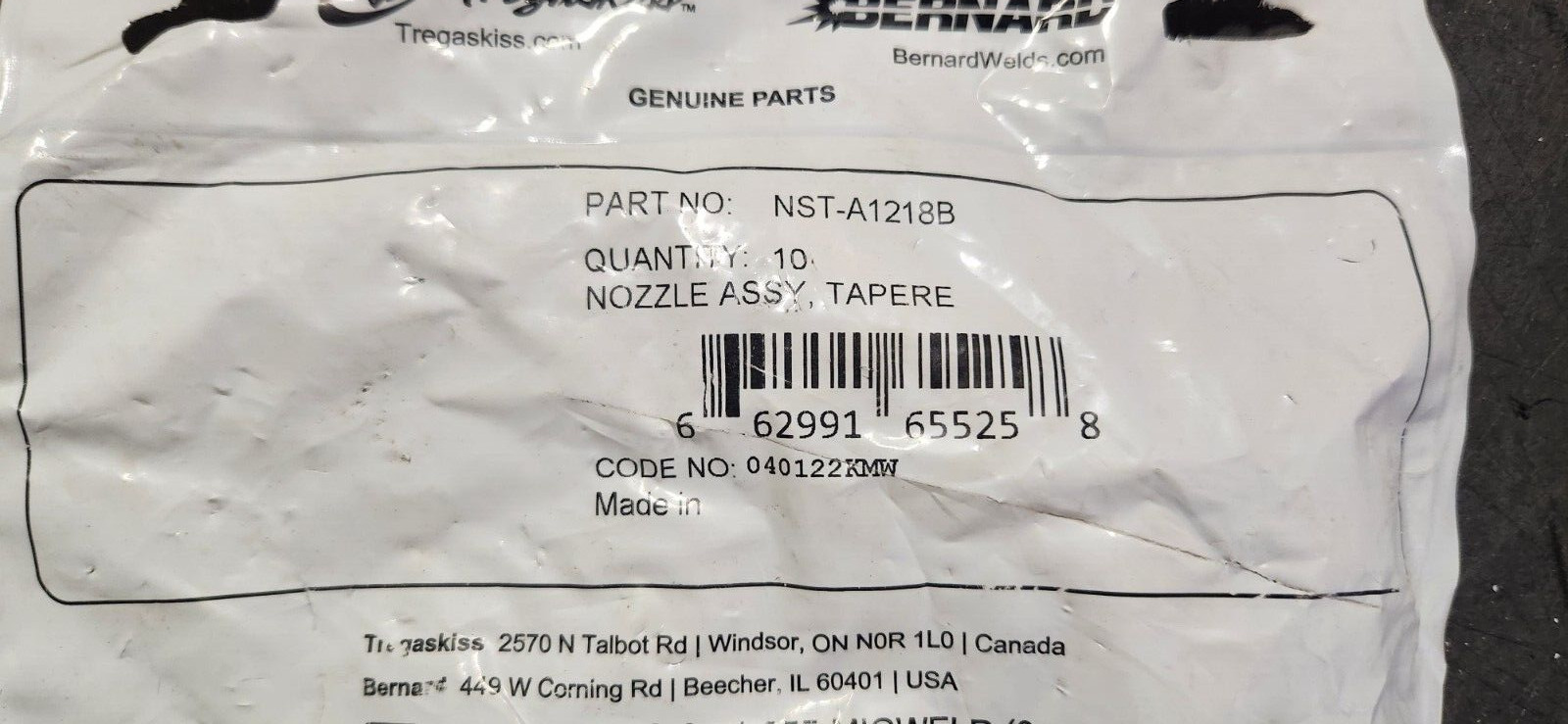 10-PK NST-A1218B Nozzle Centerfire Slim 3/8″ 1/8″ Tapered Bernard