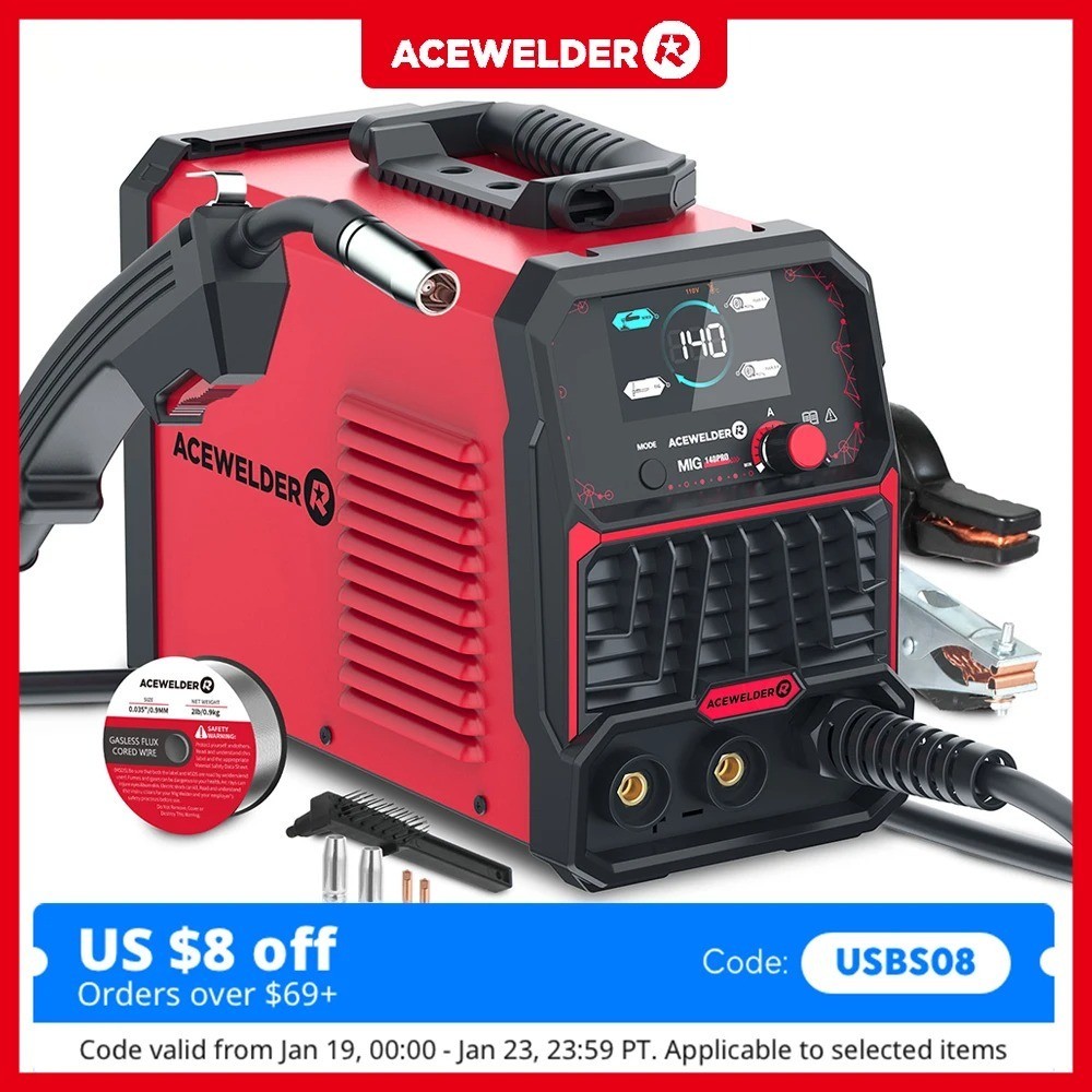 3 IN 1 Welder 140A Gasless Flux MIG/Lift Tig/Stick Welding Machine 110V Inverter