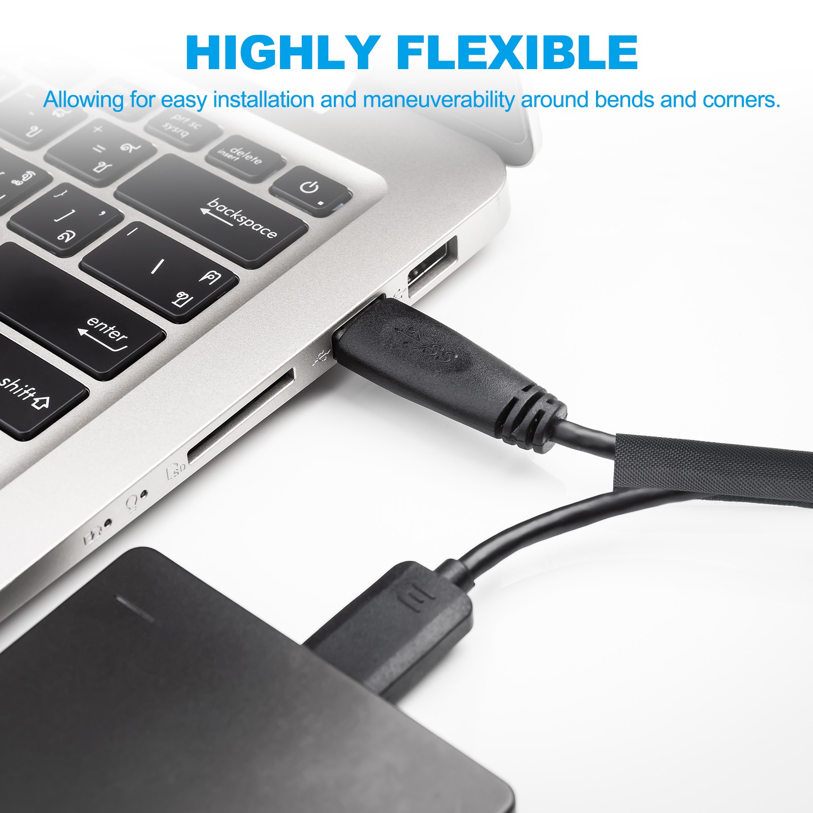 6.6 Ft x 4.13″ Cable Sleeve Hook and Loop Fastener Wire Manager Cord Protector