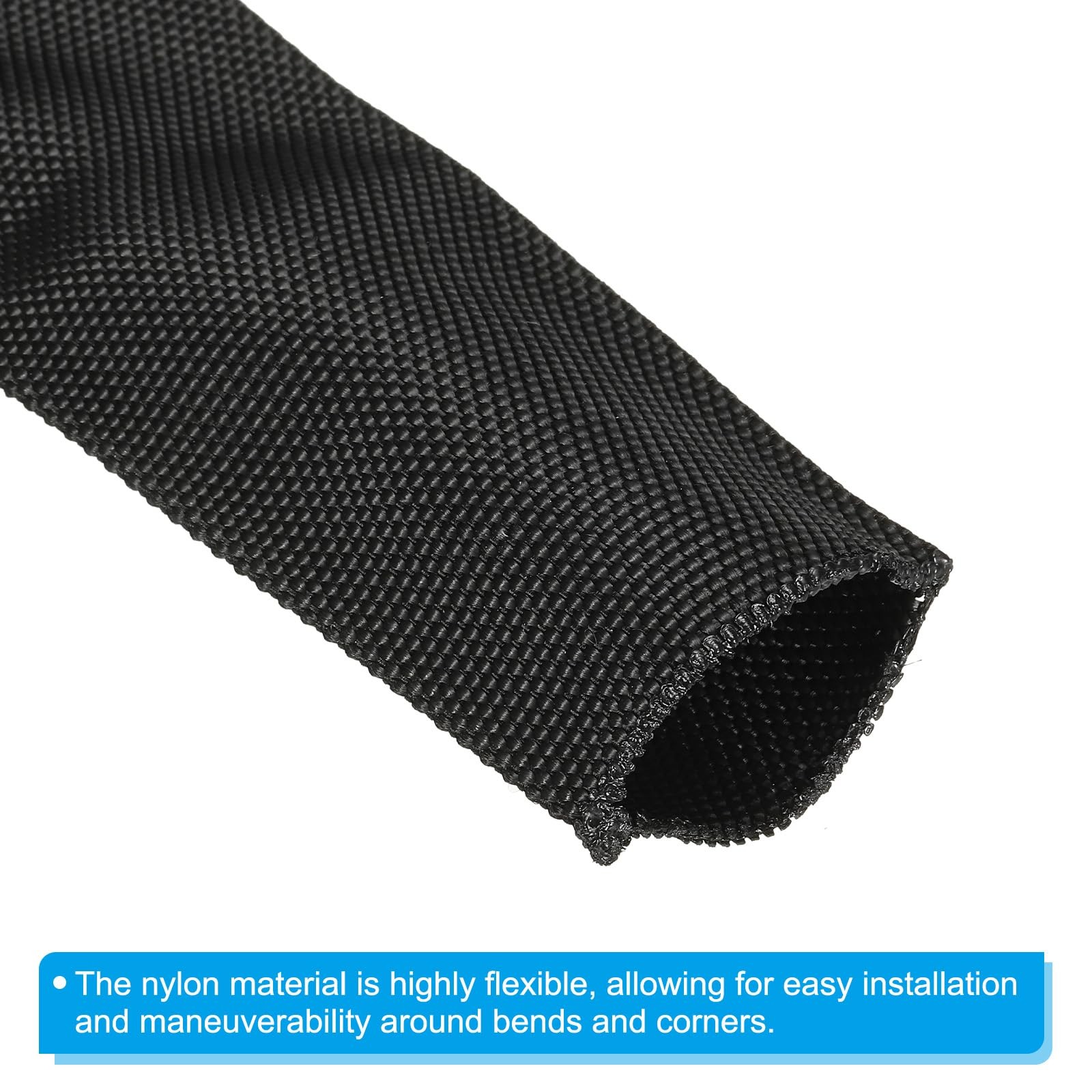 PATIKIL 1.5″ Dia 3.3FT Nylon Protective Hose Sleeve, 1.5 in x 3.3FT, Black
