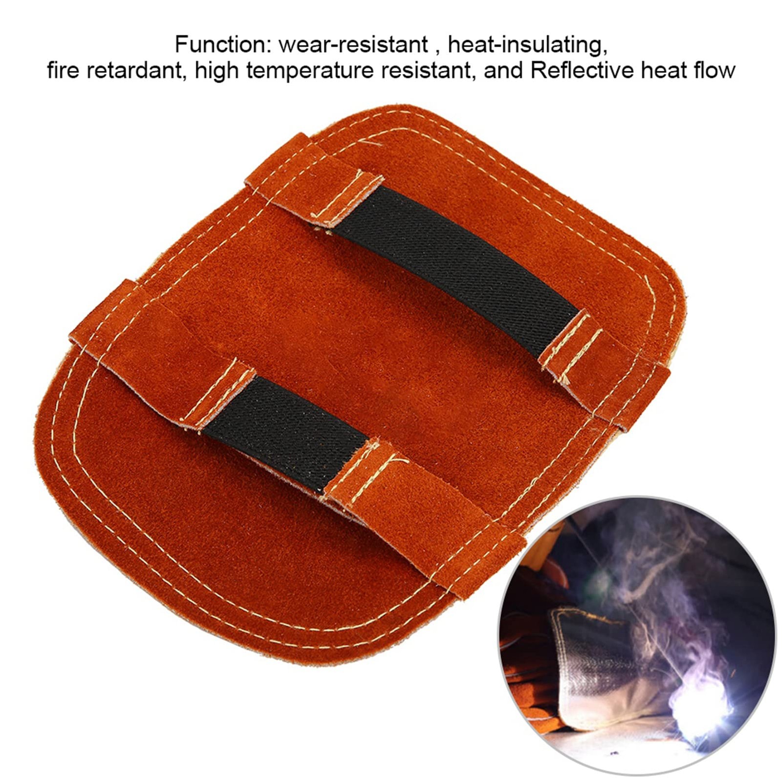 Welding Heat Shield Hands Split Cowhide Leather Hand Pad Aluminized Back 8.3in