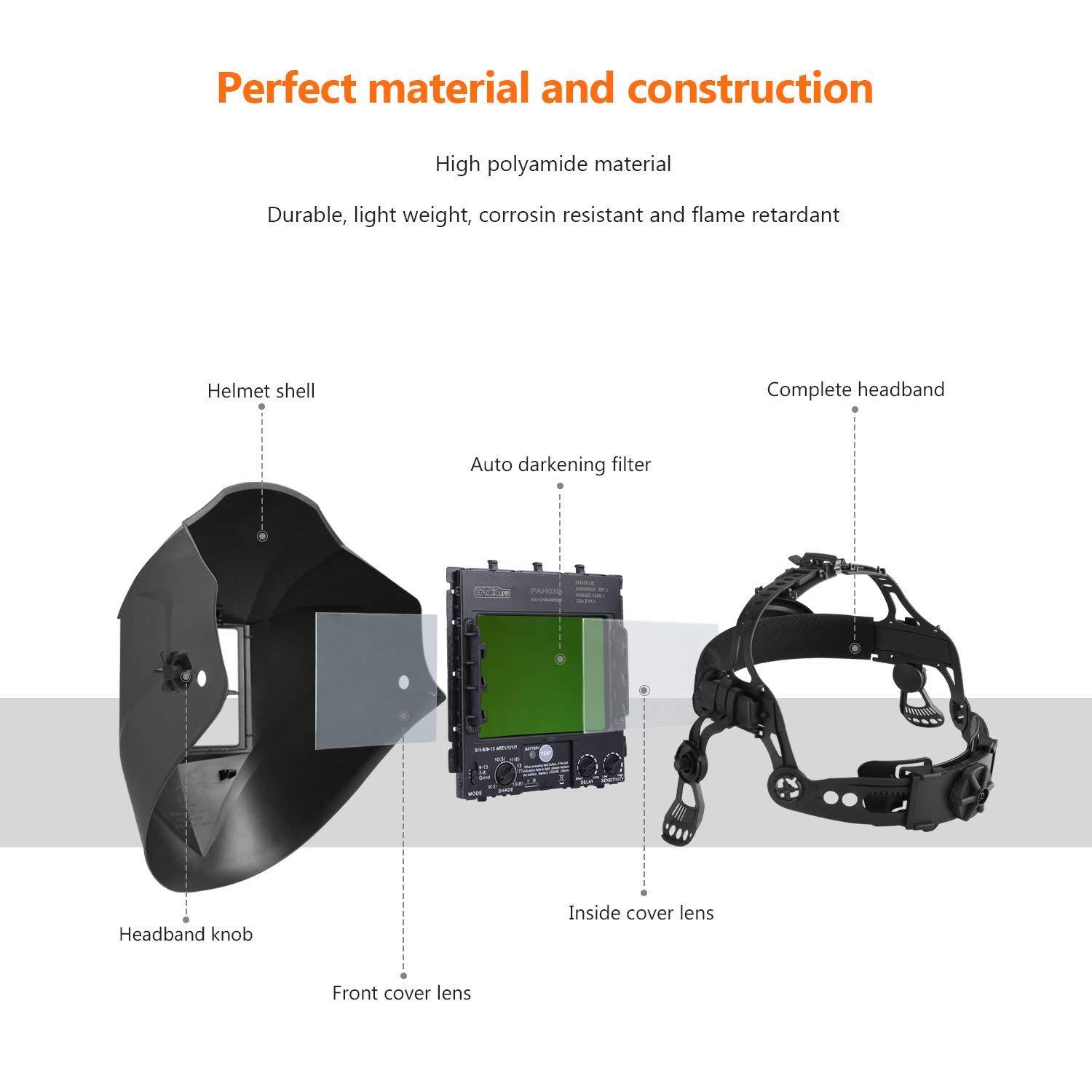CNR9 AUTO DARKENING WELDING/GRINDING HELMET sensitive,4 sensor, DIN 4-13 Hood