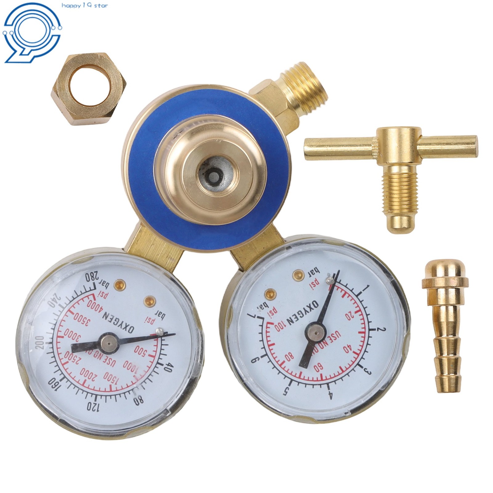 Heavy Duty Oxygen Regulator with Dual Gauges, CGA540 for Gas Cutting Torch