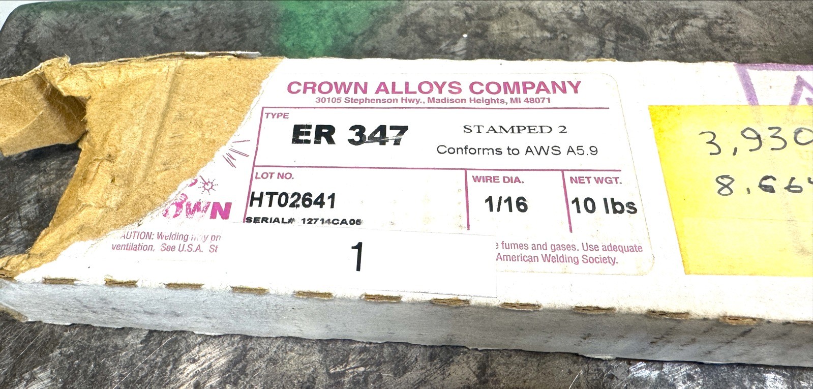 8.7 pounds ER347 Stainlesss Steel TIG Weld Rod 1/16″ 36″ long AWS A5.9
