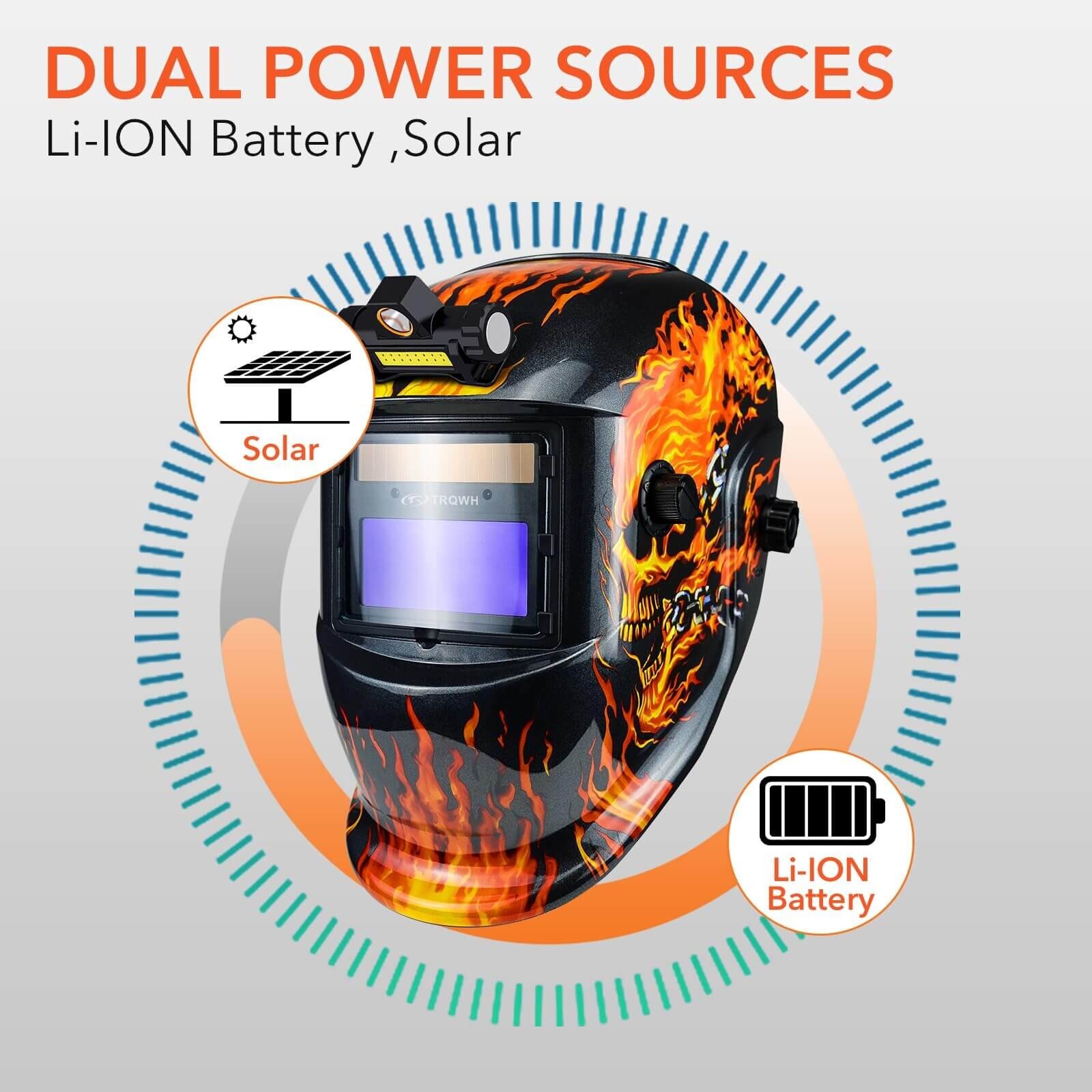 TRQWH True Color Welding Helmet Auto Darkening Light Solar & Welding Backpack