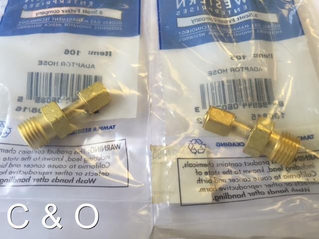 WESTERN 105 106 OXYGEN ACETYLENE HOSE ADAPTORS – “B” HOSE to “A” TORCH/REGULATOR