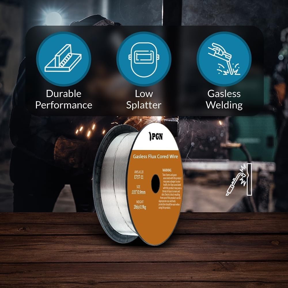 2 Pack Gasless Flux Core Welding Wire .035 E71T-11 – Low Splatter, 2 Pound Spool