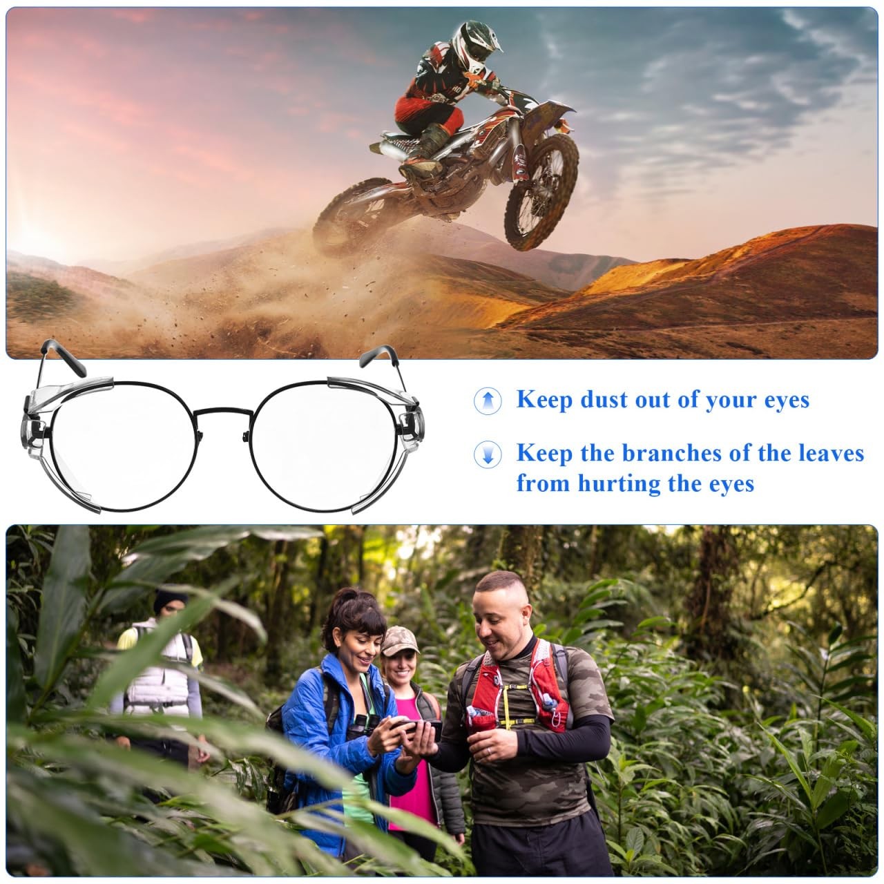 Safety Glasses Side Shields 2 Pairs Slip on Eye Glasses Side Shields Anti-Sli