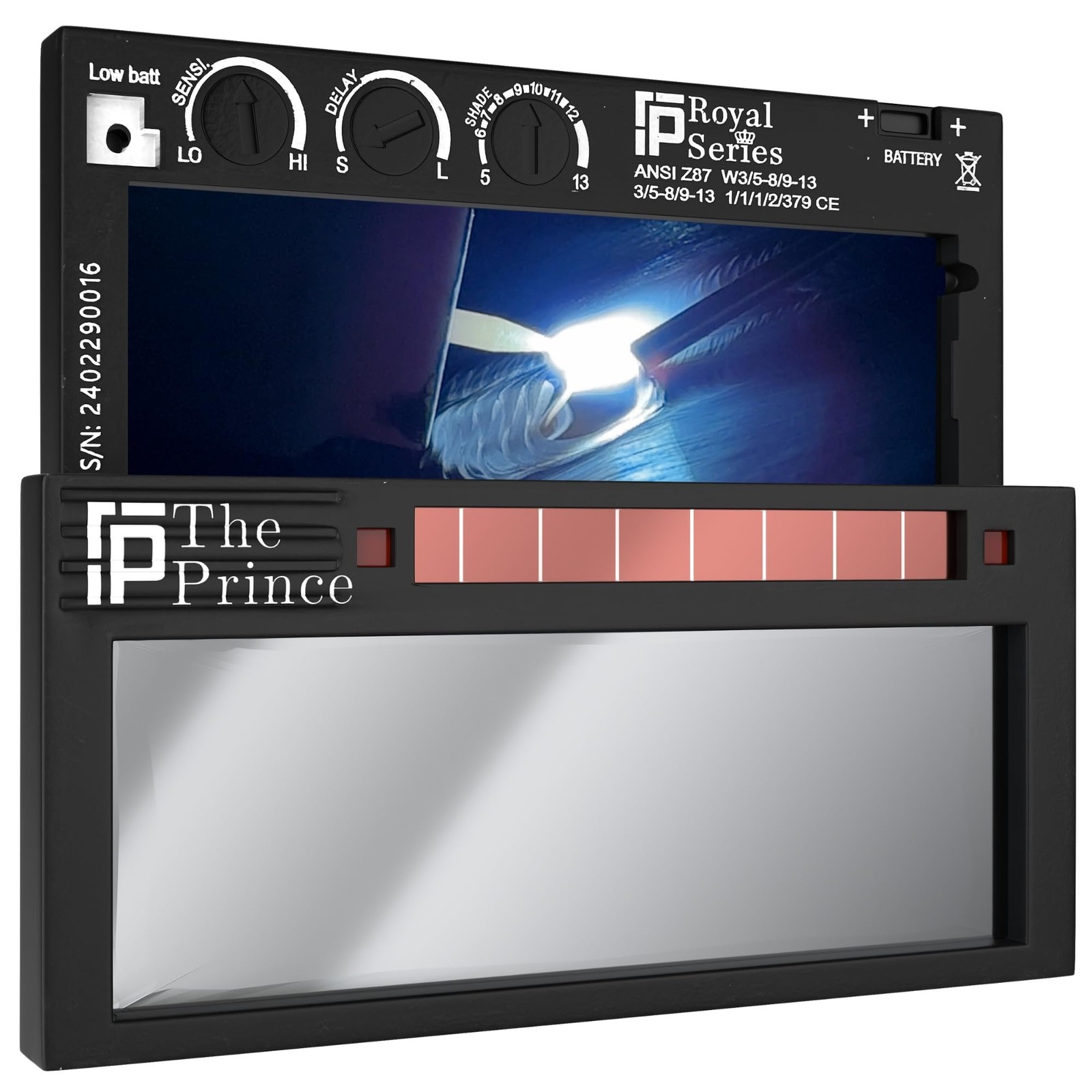 The Prince 1.0 | Shade 5-13 Adjustable Silver Auto Darkening Welding Lens | 2″ x