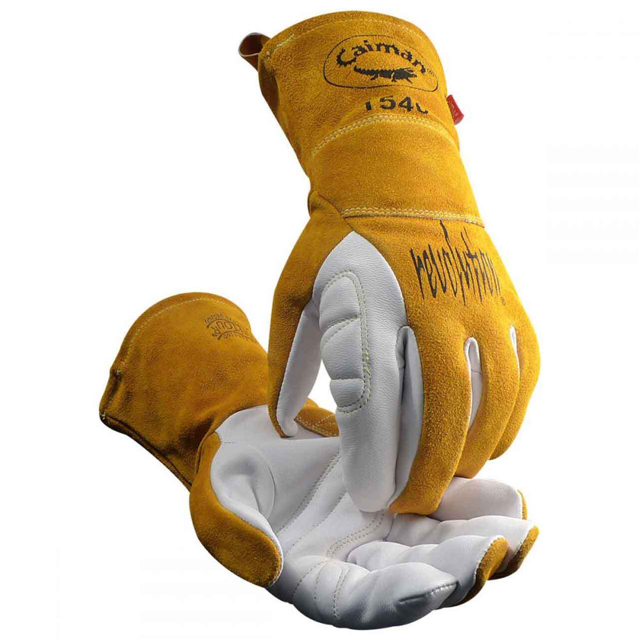 Caiman 1540 Goatskin Palm Kontour Pattern FR Fleece Insulated TIG Glove Small