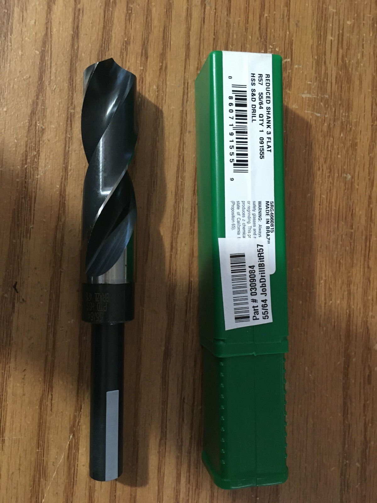 55/64″ x 1/2″ Flat Shank HSS 118° Bright and Black Oxide Silver & Deming Drill B