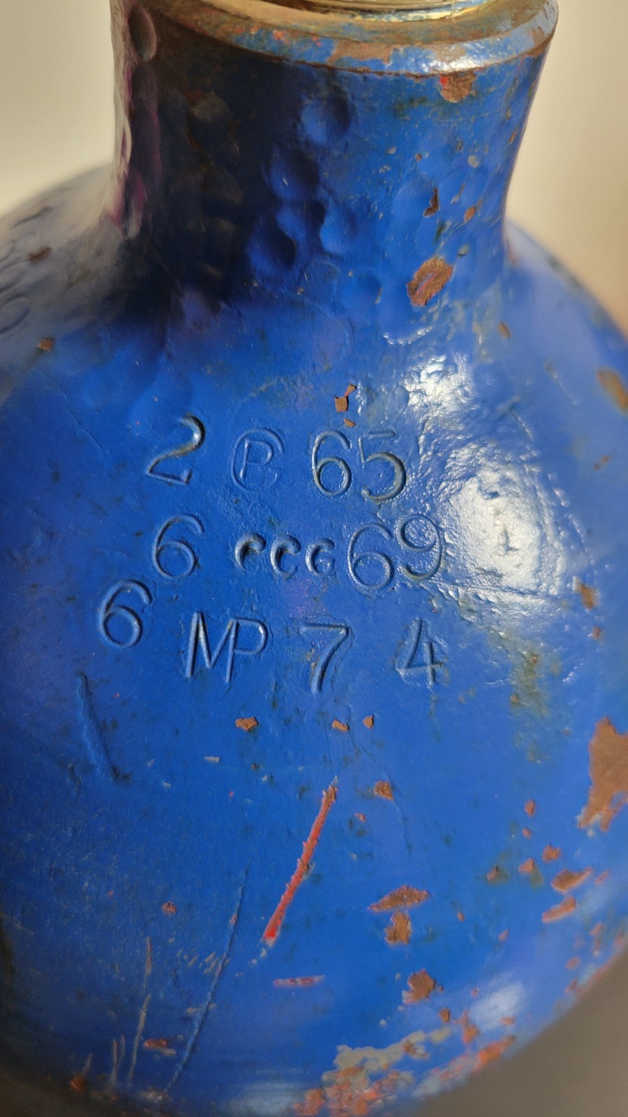 Empty Steel Gas Cylinder Tank Blue 24″ DOT-3AA1800 ICC Vintage Sherwood Valve…