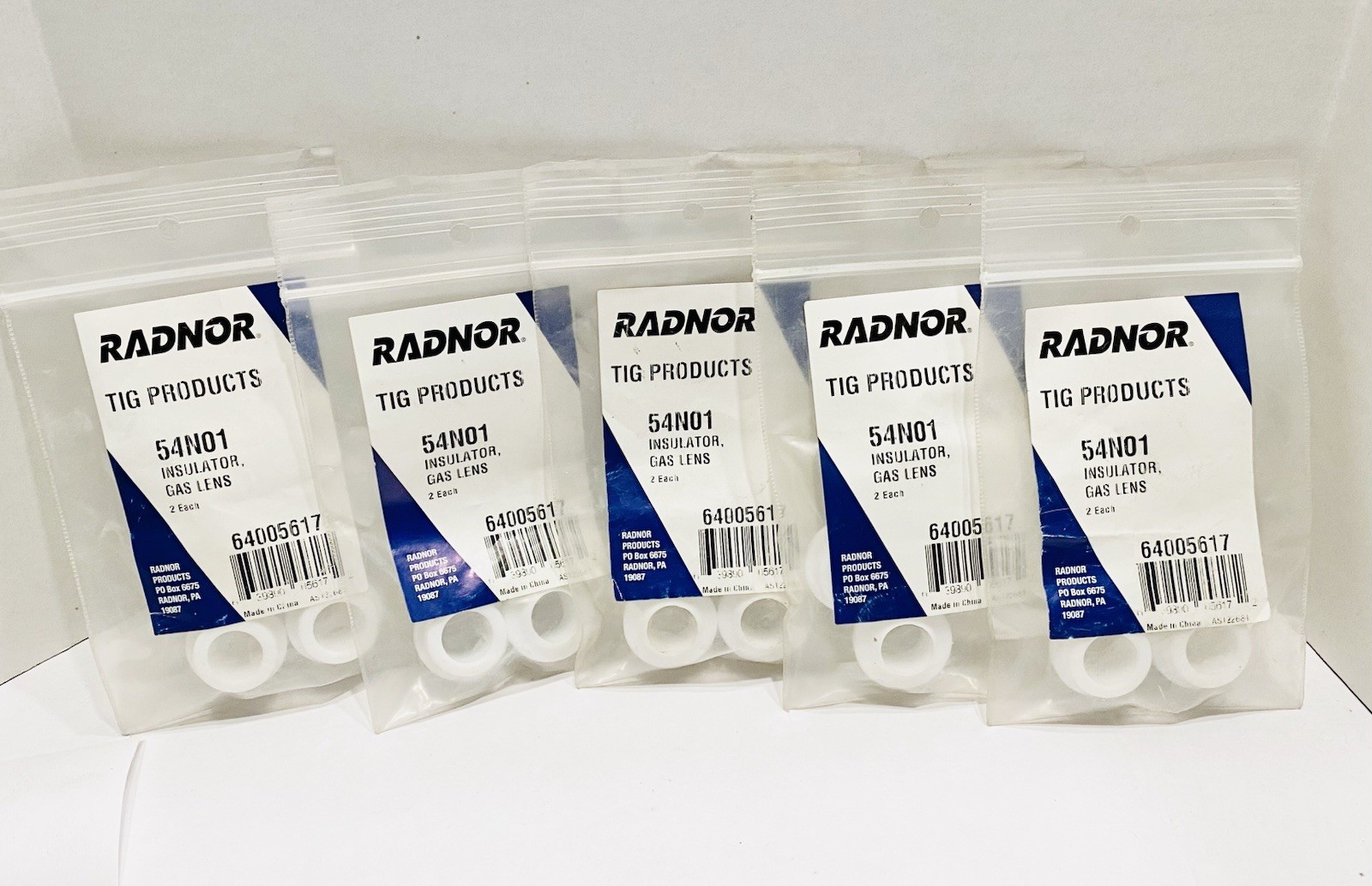 Lot of 10 Radnor Tig Products Insulator Gas Lens 54N01 Cup Gasket Torch (5x2pk)