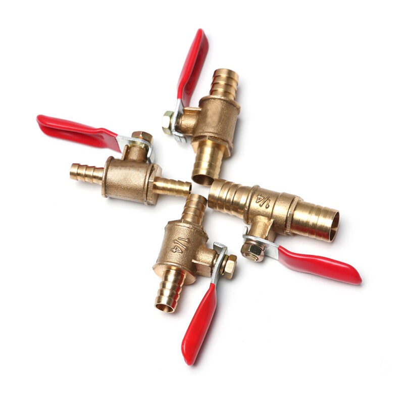 6/8/10/12mm Hose Barb Inline Water Air Gas Fuel Shut-off Brass Ball Valve Switch