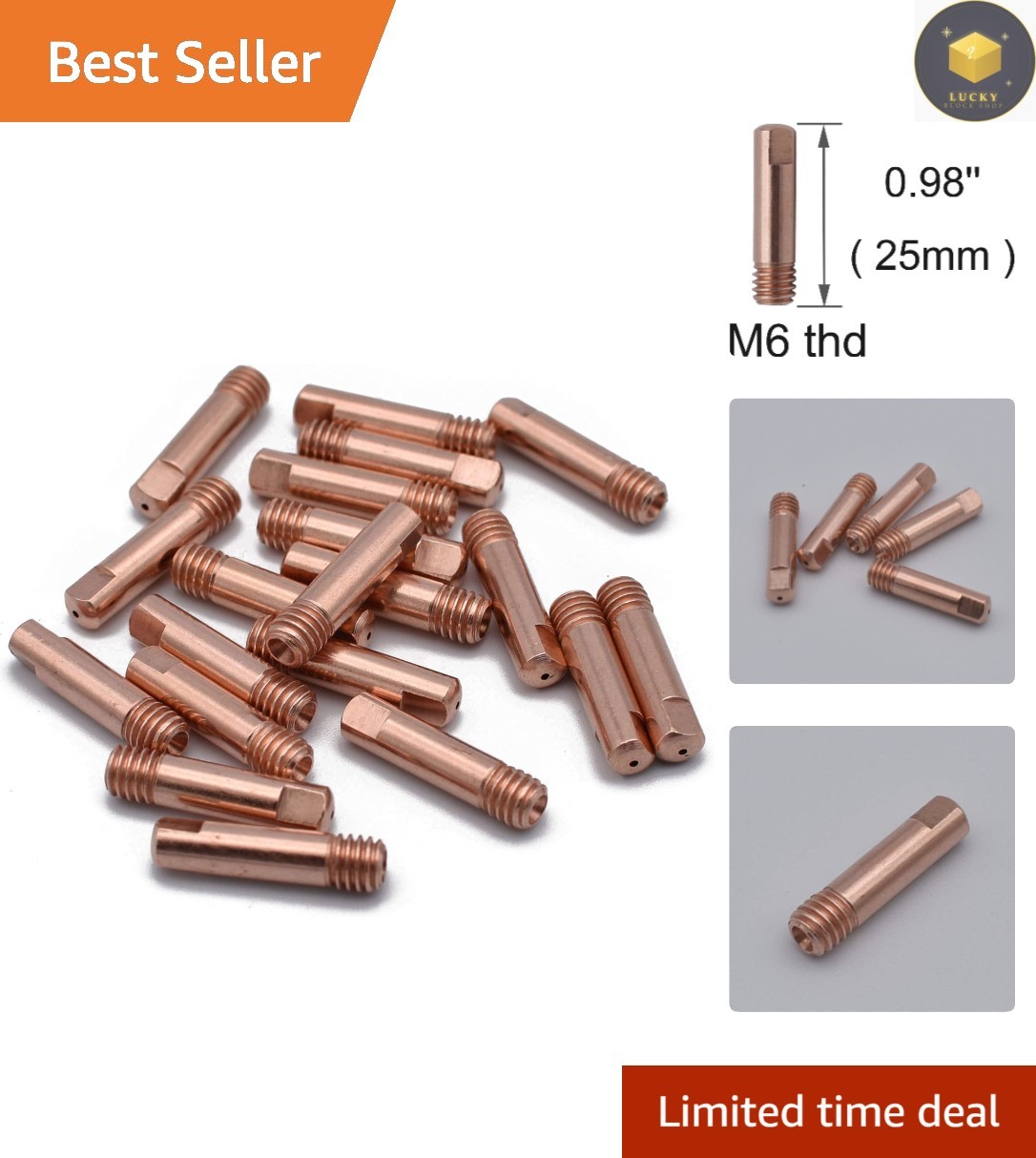 MIG/MAG Welding Torch Copper Contact Tips .023” – 20pcs M6 Compatibility