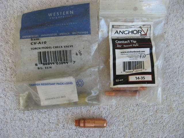 Lot 3 NOS Western Check Valve-CV-A10/Anchor Contact Tip 14-35-10pc. 1-Crown Tip