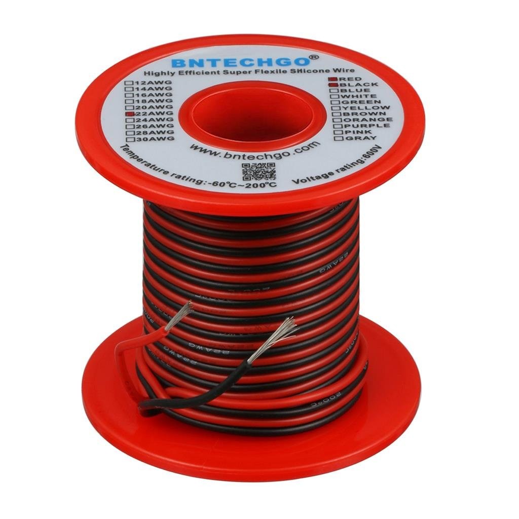 BNTECHGO 22 Gauge silicone wire 2 x 50ft, red and black