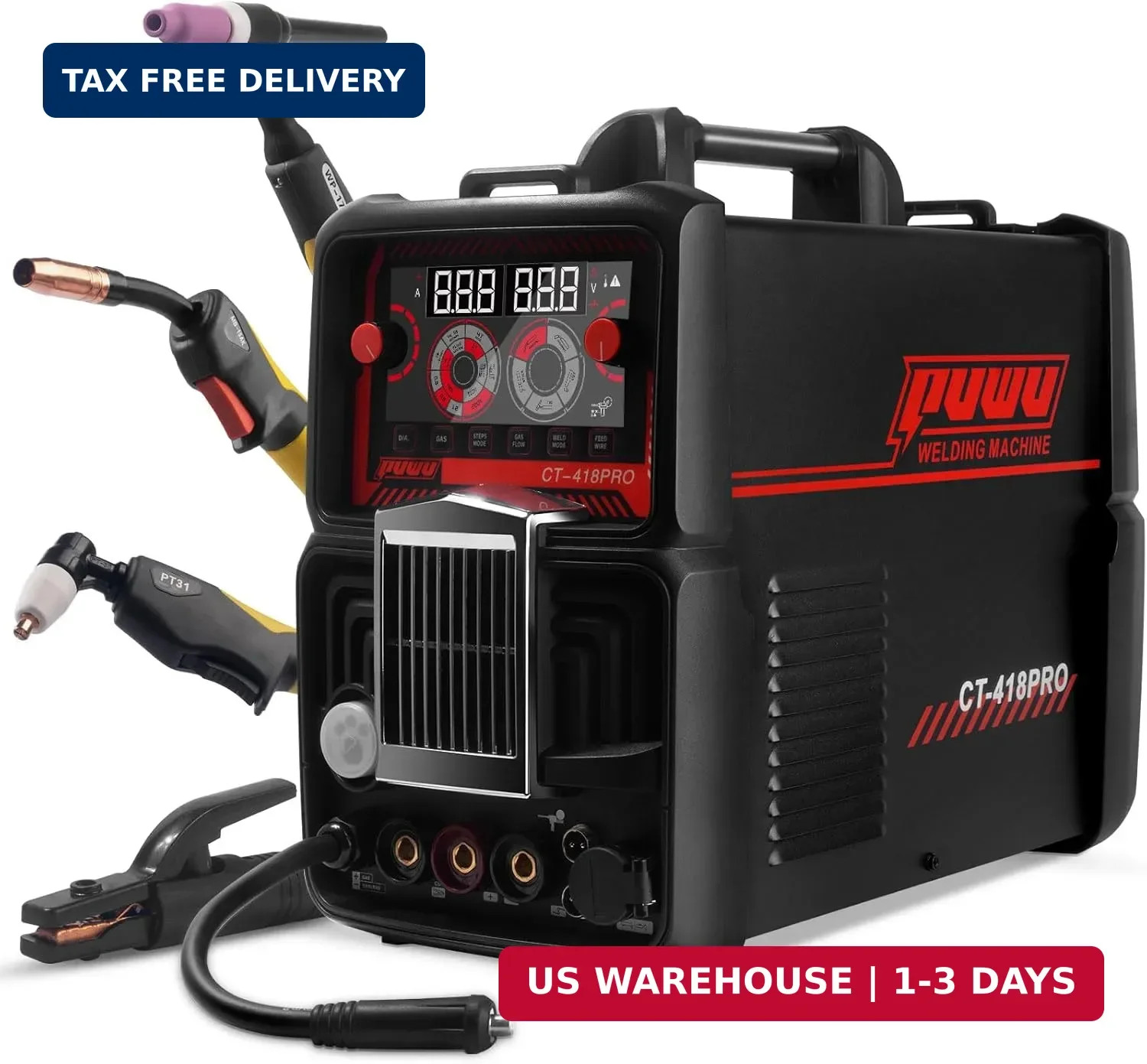 Plasma Cutter Welder Combo Gas MIG/Gasless MIG/HF TIG/Stick/CUT 5 in 1 Aluminum