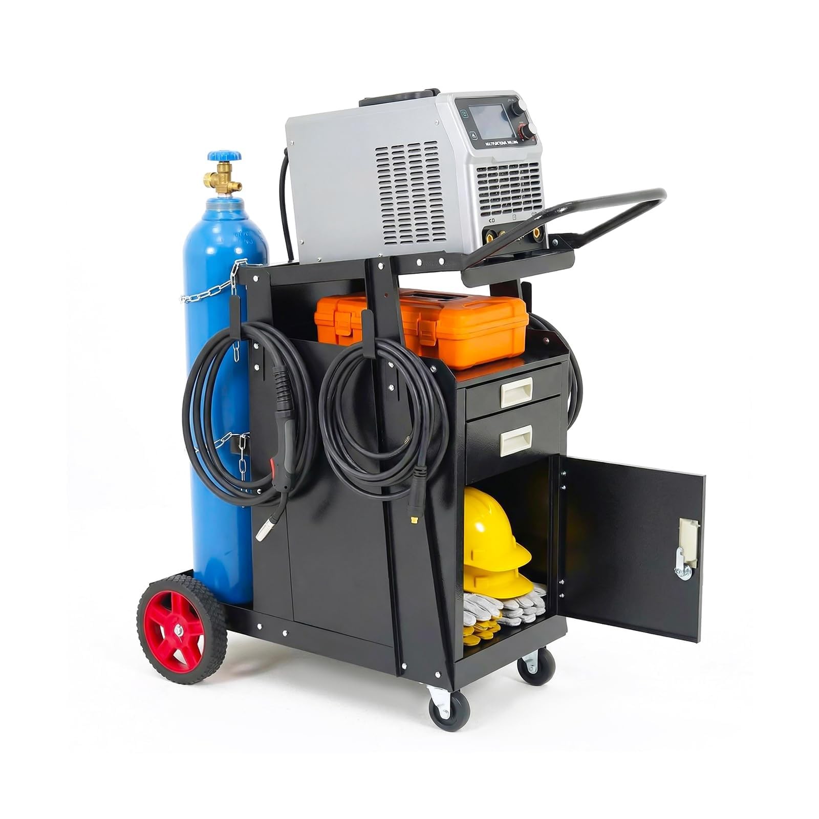 Workshop Welding Equipment Trolley Welding Cart, Heavy-Duty Rolling Steel Organi