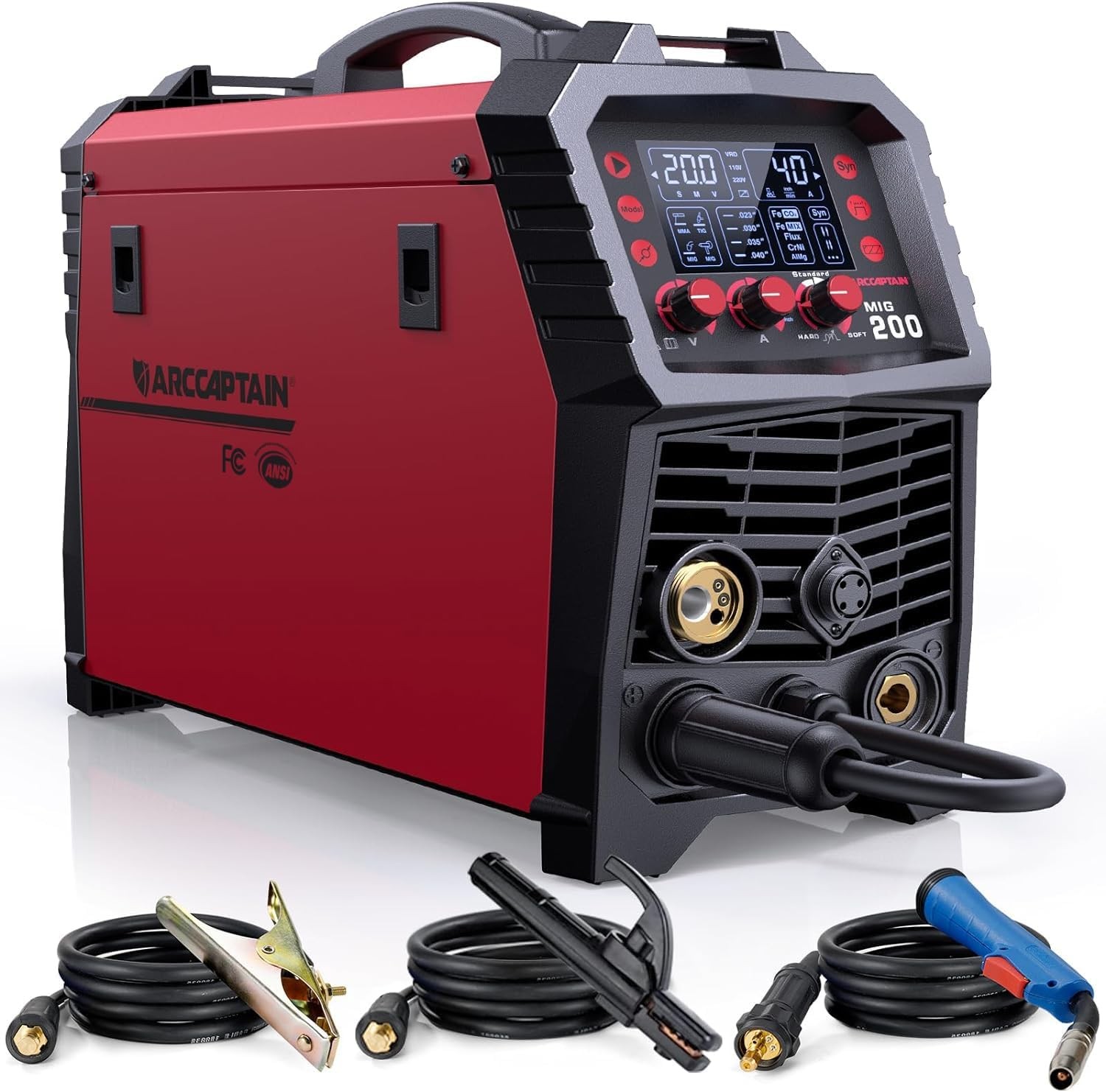 ARCCAPTAIN MIG200 MIG Welder 6 in 1 MIG/Stick/Lift TIG/Spot Aluminum 110V/220V