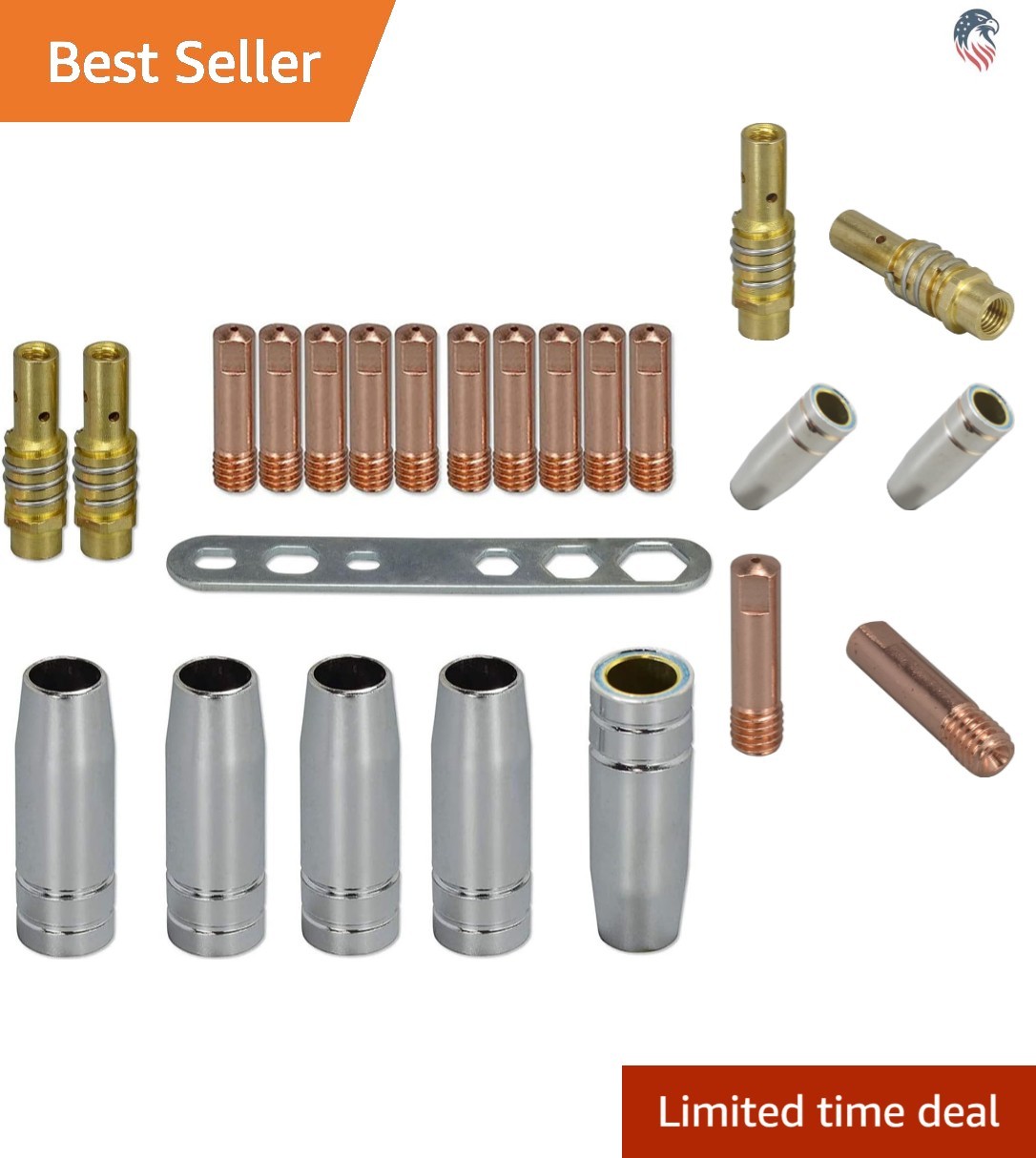 Ultimate 18-Piece Contact Tips & Nozzle Kit: .035″ M6 for MB15 Welding Torches