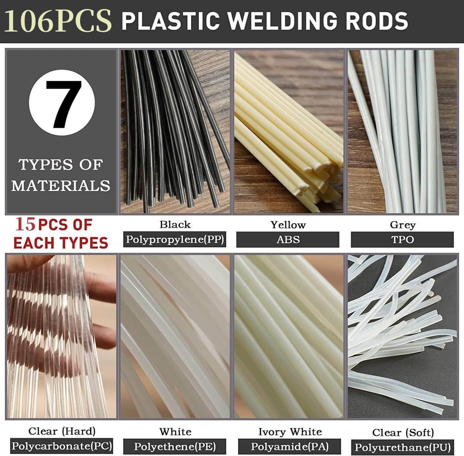 1322PCS Plastic Welding Kit – 106PCS Welding Rods, 1200PCS Welder Staples, 2P…