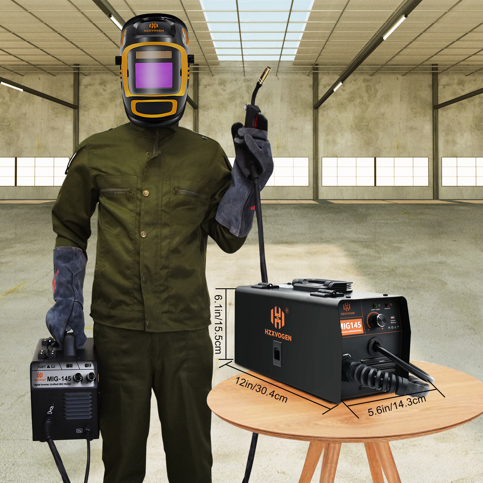 145A Mini MIG Welding Machine 110V/220V Gasless Flux Core MIG ARC Inverter