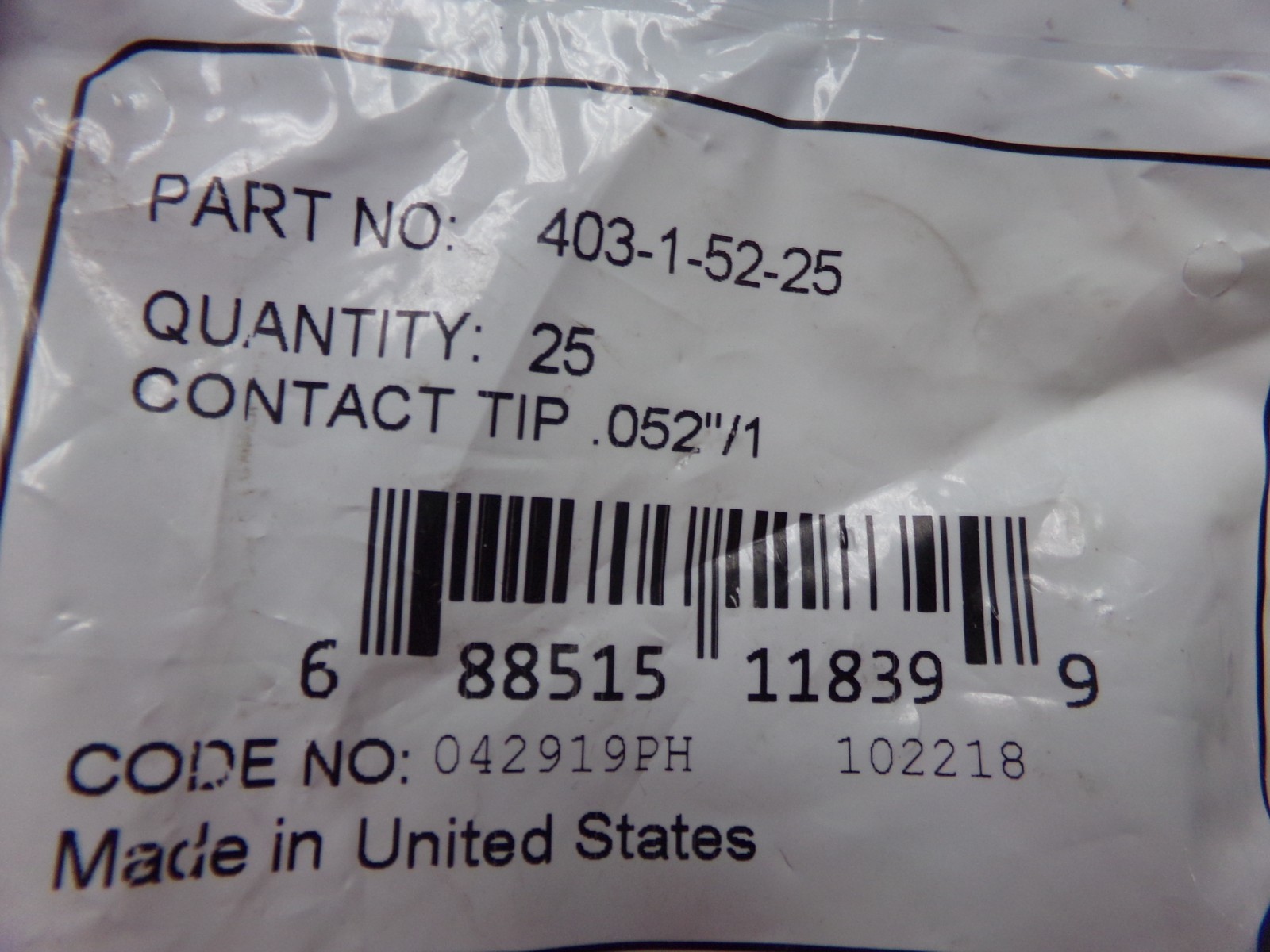 Tregaskiss Heavy-Duty Contact Tip; Size: 5/16 Inch OD 403-1-52-25, Pack of 25(G)