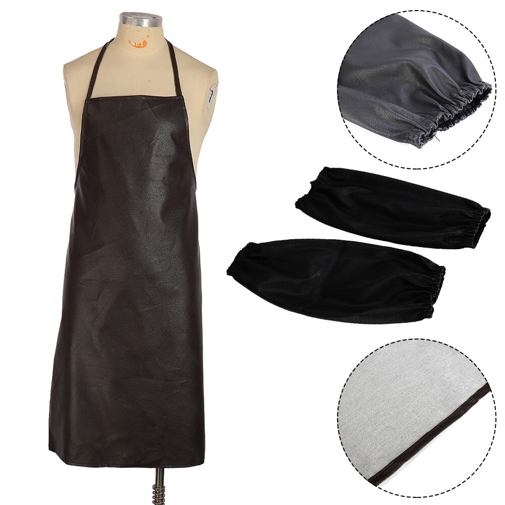 Leather Welding Work Apron Heat Resistant & Flame Retardant Welder Bib 38.2 Inch