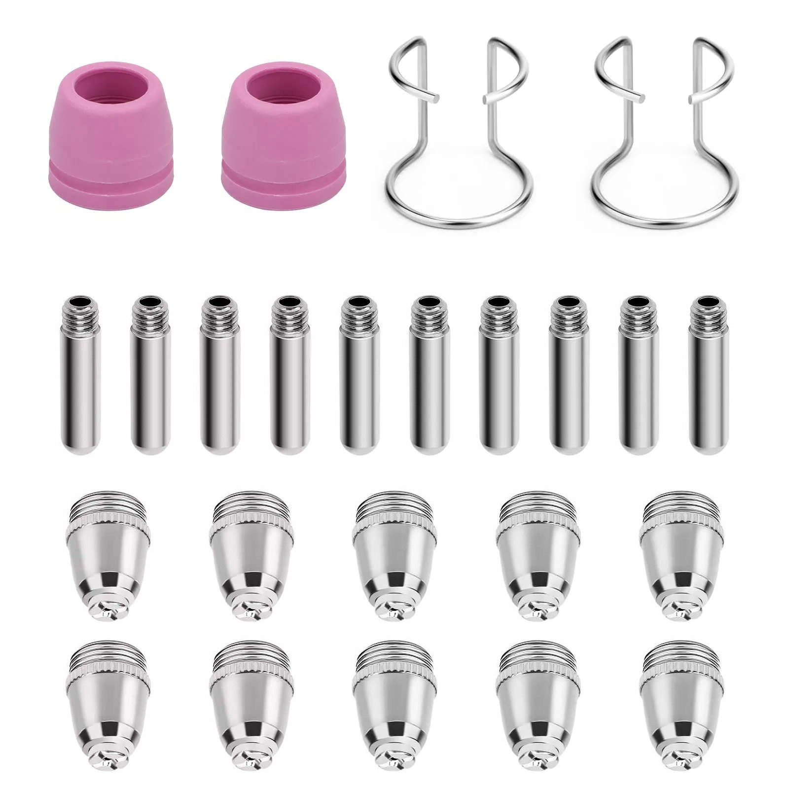 24PCS New Nozzles/Shield Cups Plasma Cutter Torch Consumables Complete Kit