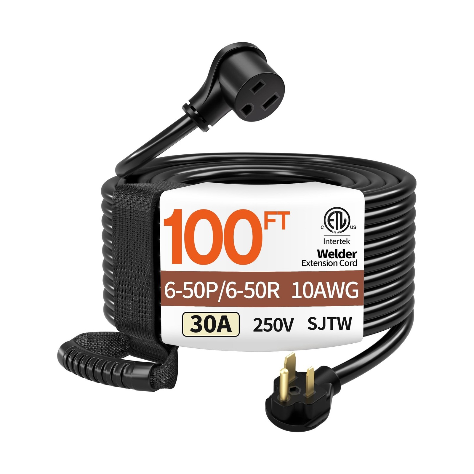 100FT 30 Amp 10 Gauge 3 Prong Welder Extension Cord, NEMA 6-50P to NEMA 6-50R…